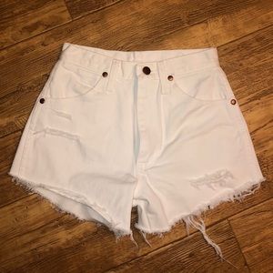 White Wrangler cut-off shorts